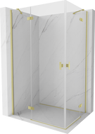 Mexen Mist-H Duo Pendeltür-Duschkabine links 90 x 80 cm, transparent, gebürstetes Gold - 8A5-090L-080P-55-00