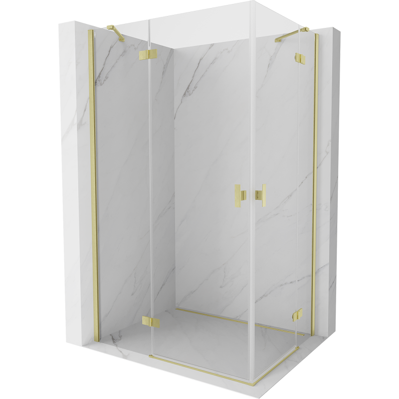 Mexen Mist-H Duo Duschkabine links öffnend 95 x 80 cm, transparent, gebürstetes Gold - 8A5-095L-080P-55-00