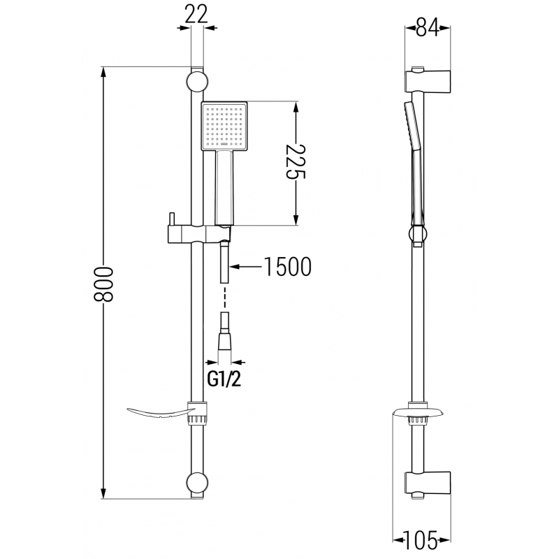 Mexen DF45 verstellbares Duschset, schwarz - 785454582-70