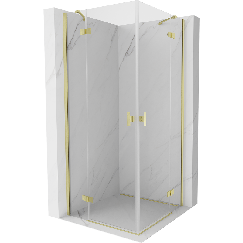 Mexen Mist-H Duo Duschkabine Schwingtür 85 x 85 cm, transparent, gebürstetes Gold - 8A5-085L-085P-55-00