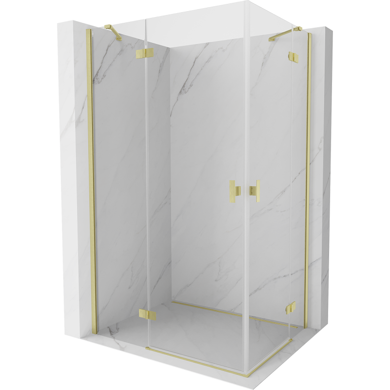 Mexen Mist-H Duo Duschkabine schwenkbar links 115 x 90 cm, transparent, gebürstetes Gold - 8A5-115L-090P-55-00
