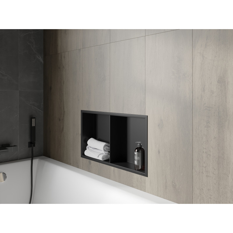 Mexen X-Wall-R Nischenregal mit Flansch und Ablage 60 x 30 cm, schwarz - 1970603010S