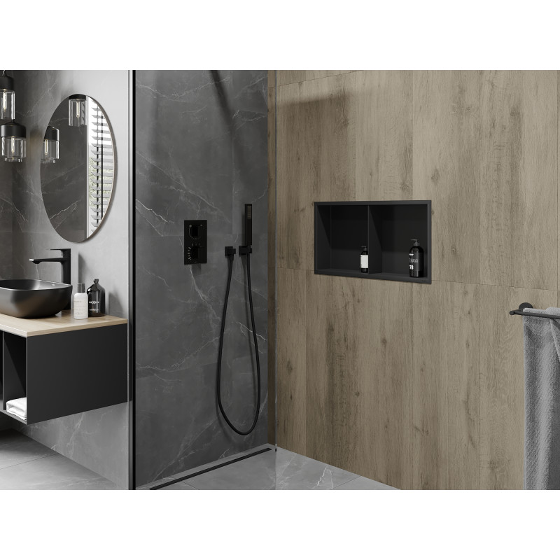 Mexen X-Wall-R Nischenregal mit Rahmen und Regal 60 x 30 cm, schwarz - 1970603010S
