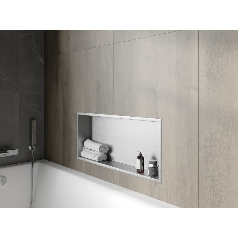 Mexen X-Wall-R Einbauwandregal mit Flansch 75 x 30 cm, Inox - 1910753010