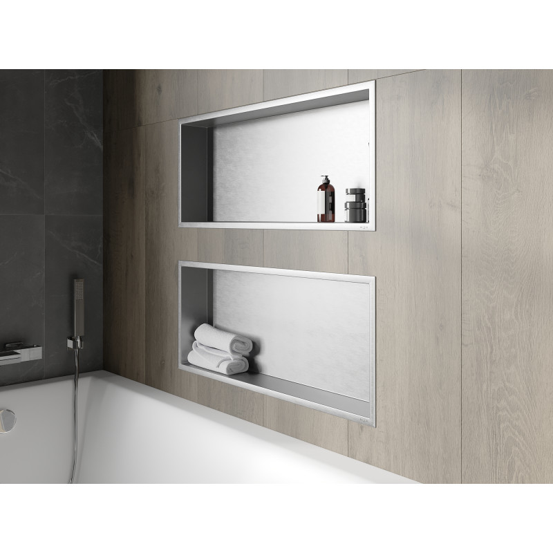 Mexen X-Wall-R Einbauwandregal mit Flansch 75 x 30 cm, Inox - 1910753010