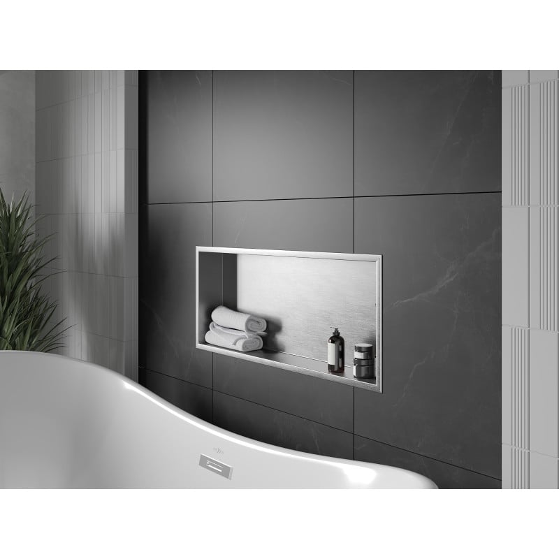 Mexen X-Wall-R Nischenablage mit Flansch 75 x 30 cm, Inox - 1910753010