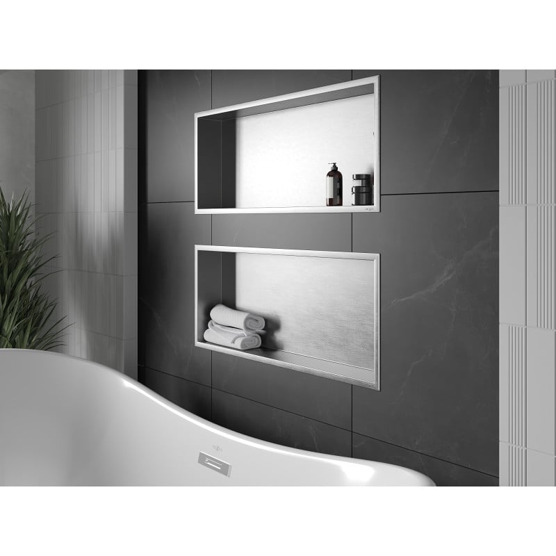 Mexen X-Wall-R Nischenablage mit Flansch 75 x 30 cm, Inox - 1910753010