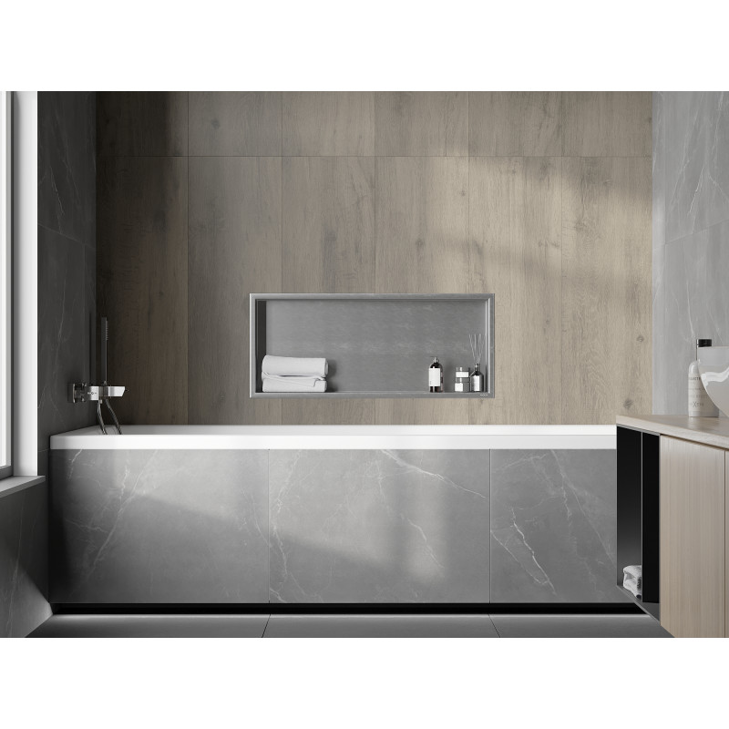 Mexen X-Wall-R Einbauwandregal mit Flansch 75 x 30 cm, Inox - 1910753010
