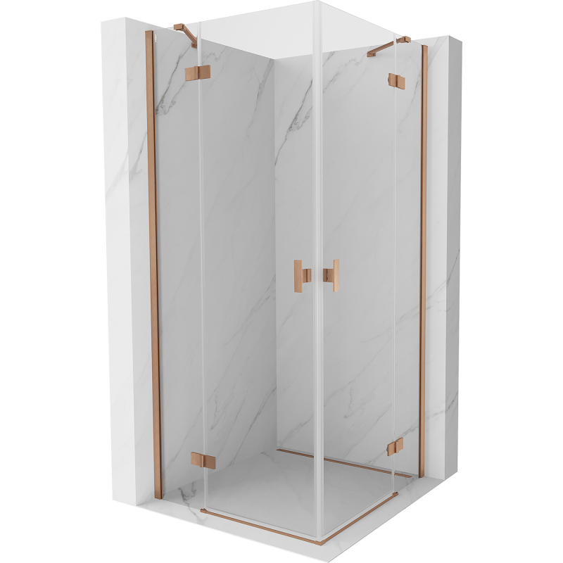 Mexen Mist-H Duo Duschkabine schwenkbar 70 x 70 cm, transparent, gebürstetes Kupfer - 8A5-070L-070P-65-00