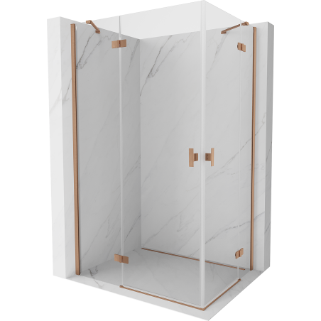 Mexen Mist-H Duo Duschkabine schwenkbar links 100 x 70 cm, transparent, gebürstetes Kupfer - 8A5-100L-070P-65-00
