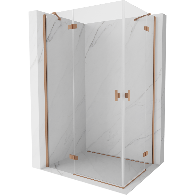Mexen Mist-H Duo Duschkabine, schwenkbar, links 115 x 70 cm, transparent, gebürstetes Kupfer - 8A5-115L-070P-65-00