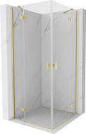 Mexen Mist-H Duo Duschkabine schwenkbar 110 x 110 cm, transparent, gebürstetes Gold - 8A5-110L-110P-55-00