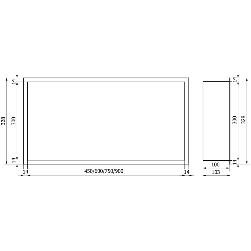 Mexen X-Wall-R Nischenablage mit Flansch 75 x 30 cm, Inox - 1910753010