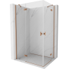 Mexen Mist-H Duo Duschkabine, schwenkbar, links, 100 x 80 cm, transparent, gebürstetes Kupfer - 8A5-100L-080P-65-00