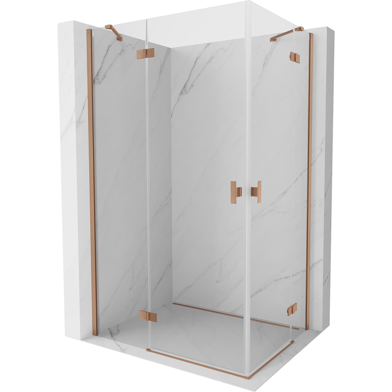 Mexen Mist-H Duo Duschkabine Schwingtür links 115 x 90 cm, transparent, gebürstetes Kupfer - 8A5-115L-090P-65-00
