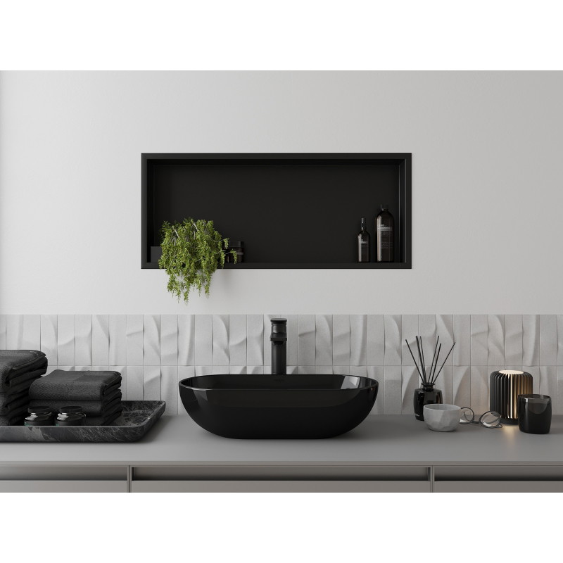 Mexen X-Wall-R Nischenregal mit Abdeckung 75 x 30 cm, schwarz - 1970753010