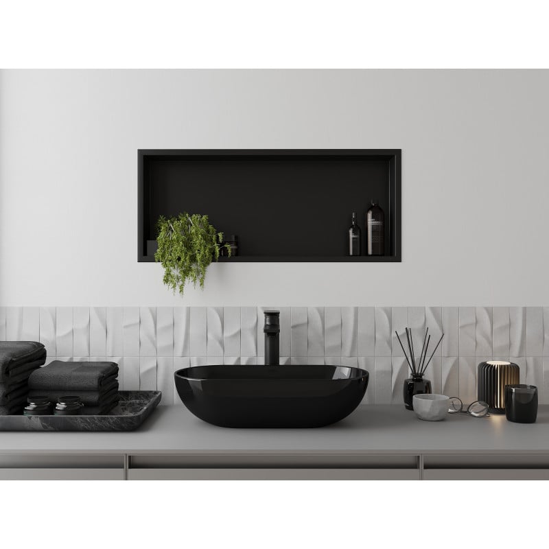 Mexen X-Wall-R Nischenregal mit Flansch 75 x 30 cm, schwarz - 1970753010