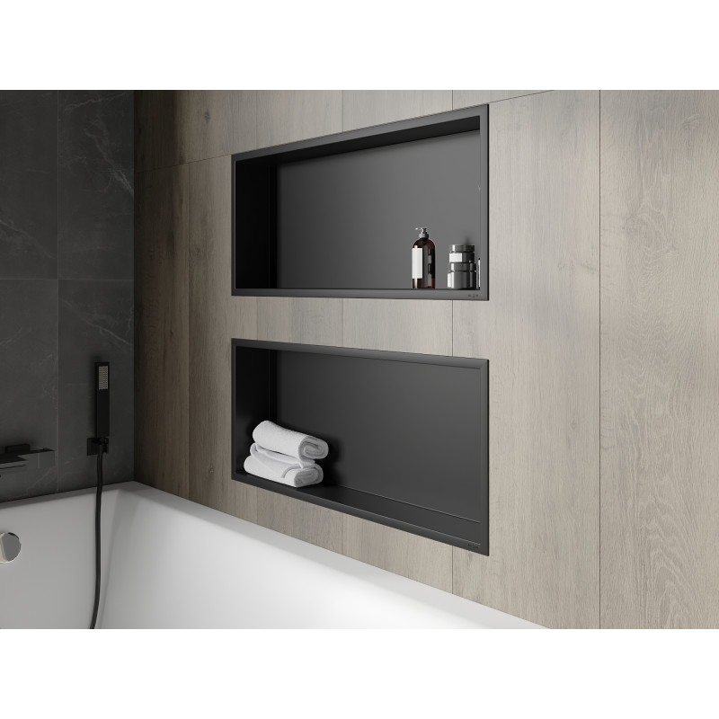 Mexen X-Wall-R Nischenregal mit Flansch 75 x 30 cm, schwarz - 1970753010