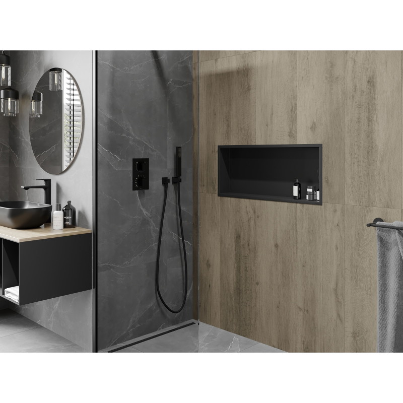 Mexen X-Wall-R Nischenregal mit Abdeckung 75 x 30 cm, schwarz - 1970753010