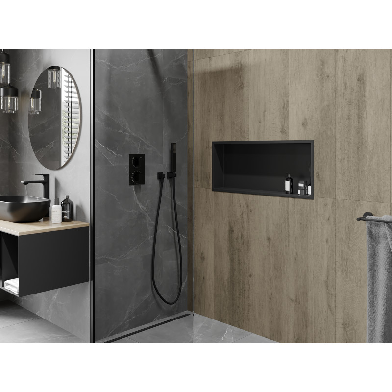 Mexen X-Wall-R Nischenregal mit Flansch 75 x 30 cm, schwarz - 1970753010