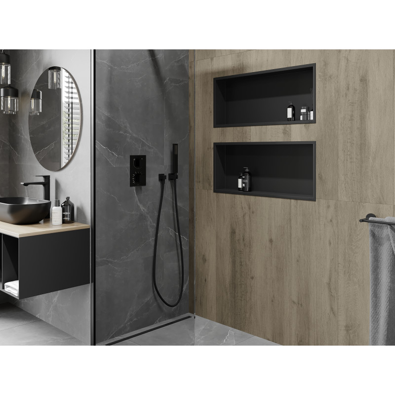 Mexen X-Wall-R Nischenregal mit Flansch 75 x 30 cm, schwarz - 1970753010