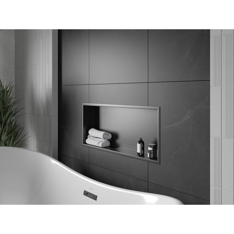 Mexen X-Wall-R Nischenregal mit Flansch 75 x 30 cm, schwarz - 1970753010