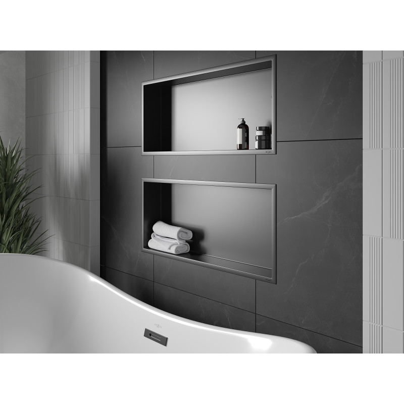 Mexen X-Wall-R Nischenregal mit Flansch 75 x 30 cm, schwarz - 1970753010