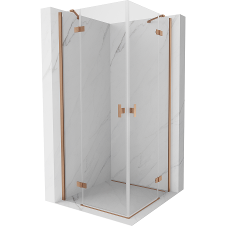 Mexen Mist-H Duo Duschkabine zum Öffnen 100 x 100 cm, transparent, gebürstetes Kupfer - 8A5-100L-100P-65-00