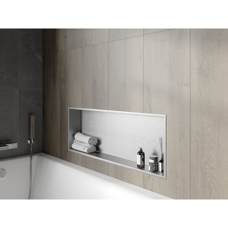 Mexen X-Wall-R Einbauregal mit Rahmen 90 x 30 cm, Inox - 1910903010