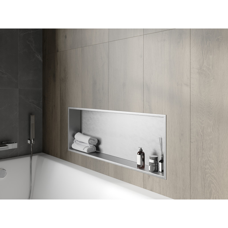 Mexen X-Wall-R Nischenregal mit Flansch 90 x 30 cm, Inox - 1910903010