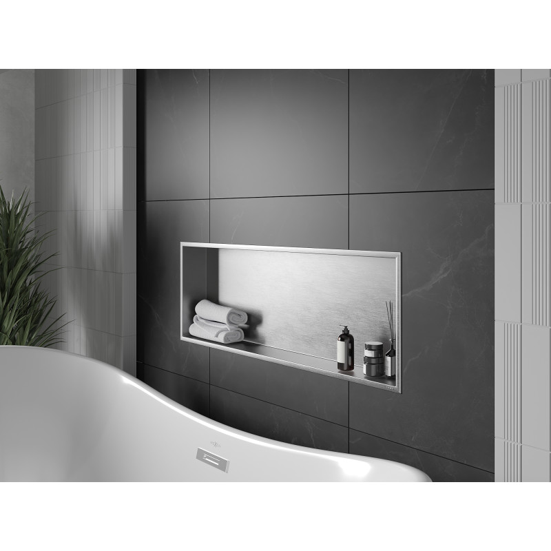 Mexen X-Wall-R Nischenregal mit Flansch 90 x 30 cm, Inox - 1910903010