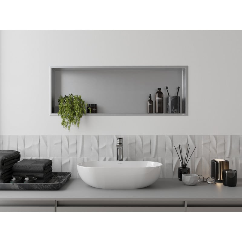 Mexen X-Wall-R Einbauregal mit Rahmen 90 x 30 cm, Inox - 1910903010