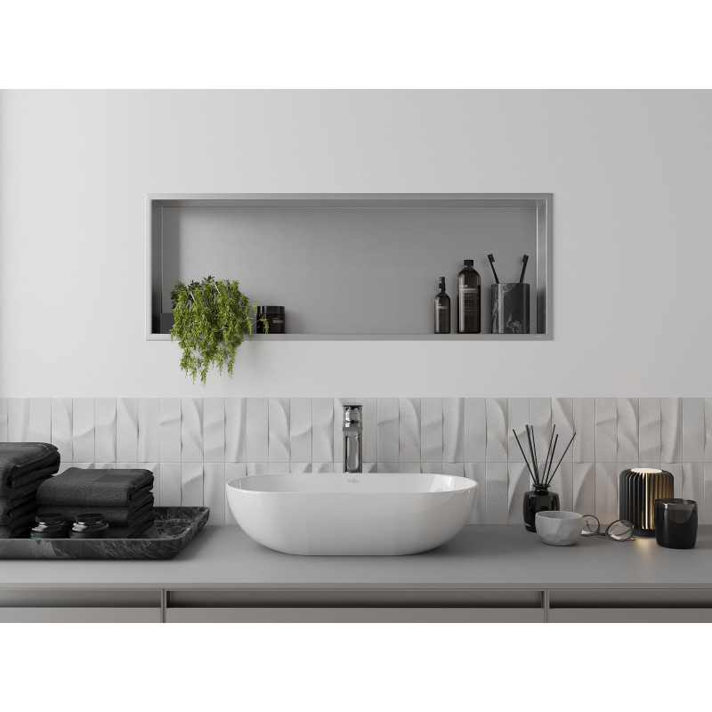 Mexen X-Wall-R Nischenregal mit Flansch 90 x 30 cm, Inox - 1910903010