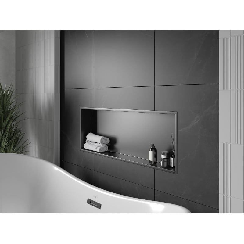 Mexen X-Wall-R Nischenregal mit Flansch 90 x 30 cm, schwarz - 1970903010