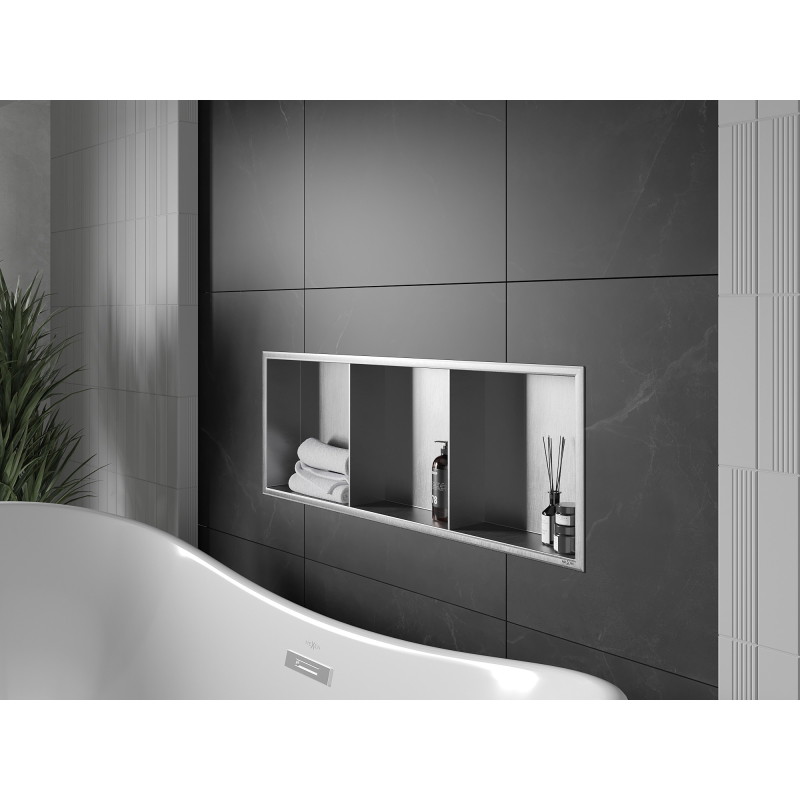 Mexen X-Wall-R Nischenregal mit Rahmen und Ablage 90 x 30 cm, Inox - 1910903010S