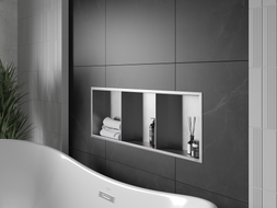 Mexen X-Wall-R Nischenregal mit Flansch und Regal 90 x 30 cm, Inox - 1910903010S