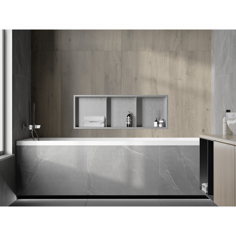 Mexen X-Wall-R Nischenregal mit Flansch und Regal 90 x 30 cm, Inox - 1910903010S
