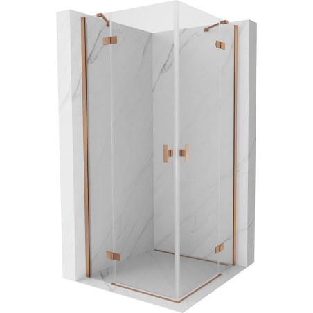 Mexen Mist-H Duo Duschkabine schwenkbar 105 x 105 cm, transparent, gebürstetes Kupfer - 8A5-105L-105P-65-00