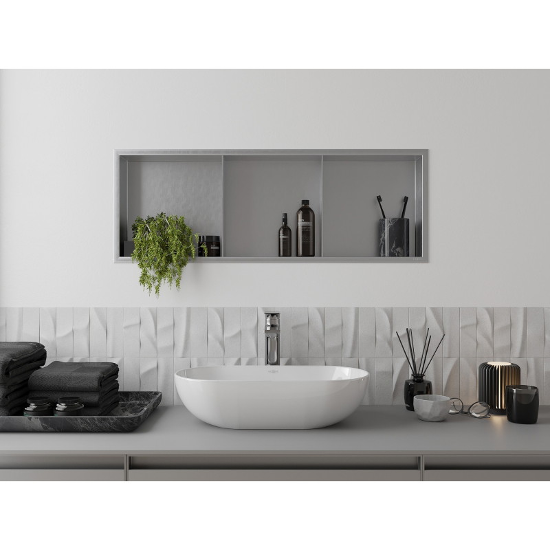 Mexen X-Wall-R Nischenregal mit Rahmen und Ablage 90 x 30 cm, Inox - 1910903010S