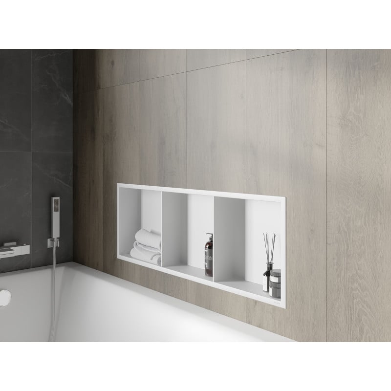 Mexen X-Wall-R Nischenregal mit Flansch und Regal 90 x 30 cm, weiß - 1920903010S