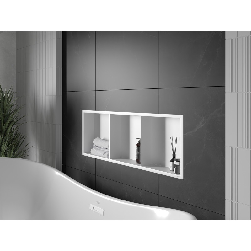 Mexen X-Wall-R Einbau-Nischenregal mit Blende und Regal 90 x 30 cm, weiß - 1920903010S