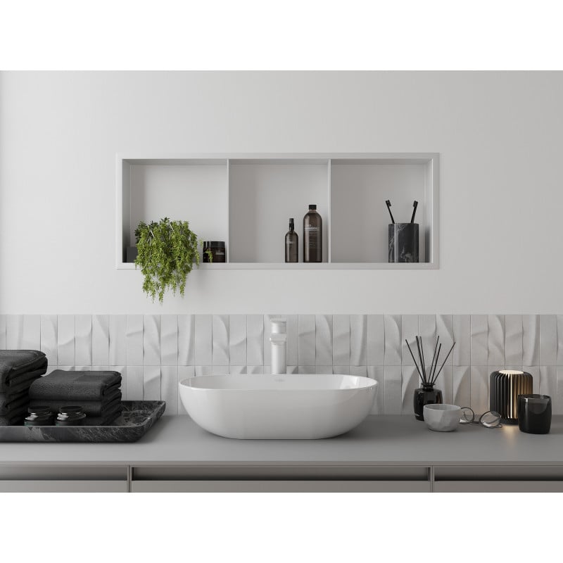 Mexen X-Wall-R Nischenregal mit Flansch und Regal 90 x 30 cm, weiß - 1920903010S