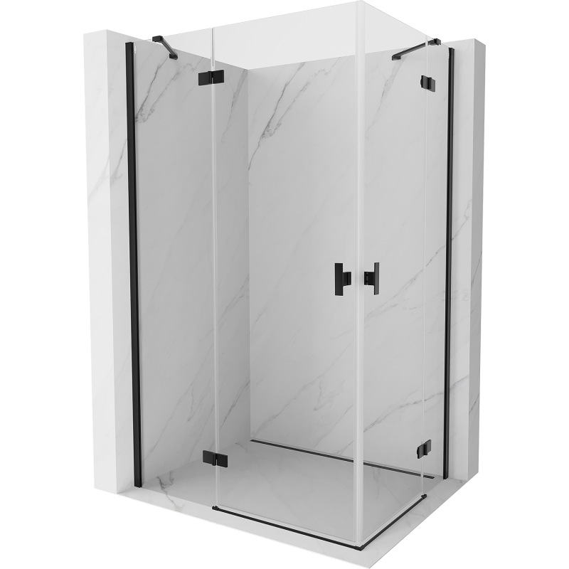 Mexen Mist-H Duo Duschkabine schwenkbar links 105 x 80 cm, transparent, schwarz - 8A5-105L-080P-70-00