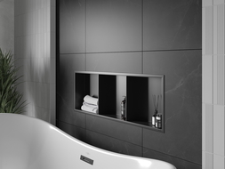 Mexen X-Wall-R Einbauregal mit Flansch und Auflage 90 x 30 cm, Schwarz - 1970903010S