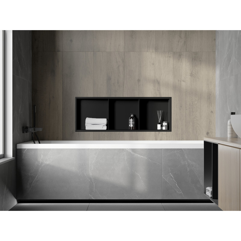 Mexen X-Wall-R Nischenregal mit Flansch und Regal 90 x 30 cm, schwarz - 1970903010S