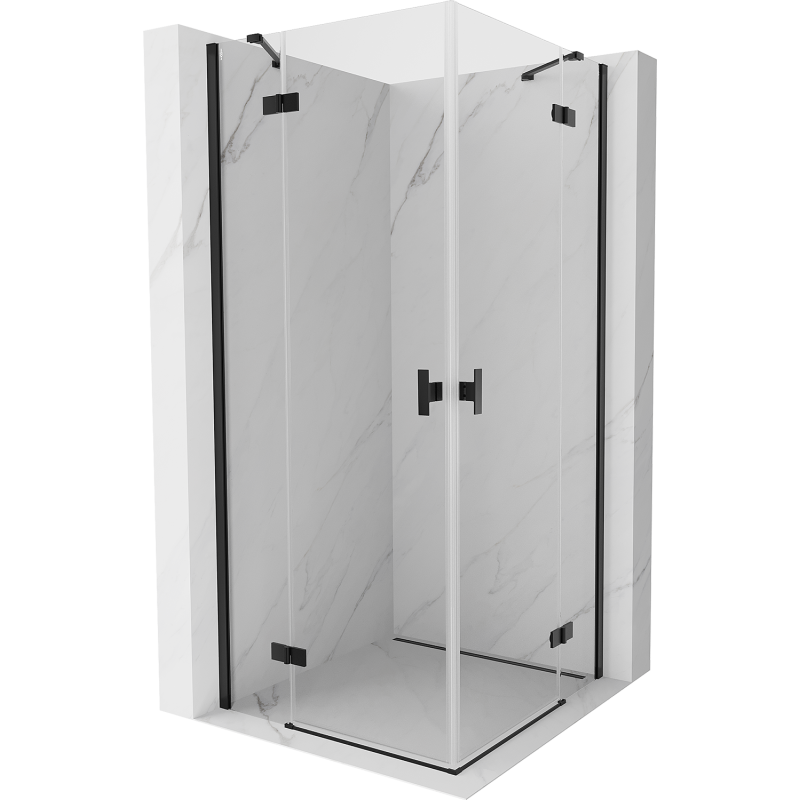 Mexen Mist-H Duo Duschkabine schwenkbar 95 x 95 cm, transparent, schwarz - 8A5-095L-095P-70-00