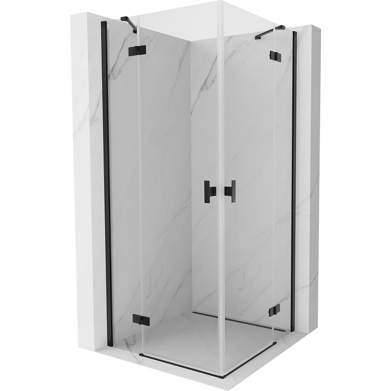 Mexen Mist-H Duo Duschkabine schwenkbar 100 x 100 cm, transparent, schwarz - 8A5-100L-100P-70-00