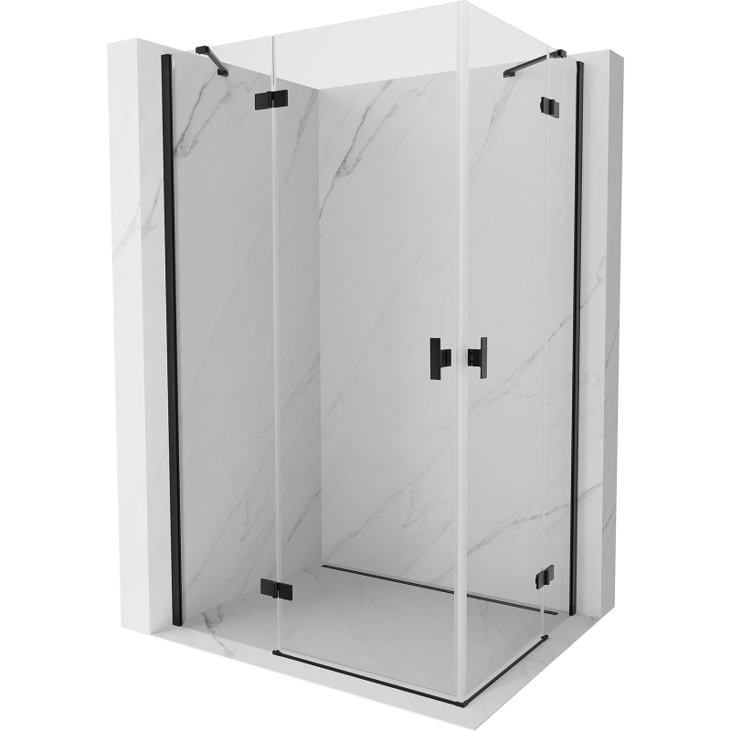 Mexen Mist-H Duo Duschkabine, schwenkbar, links 115 x 100 cm, transparent, schwarz - 8A5-115L-100P-70-00
