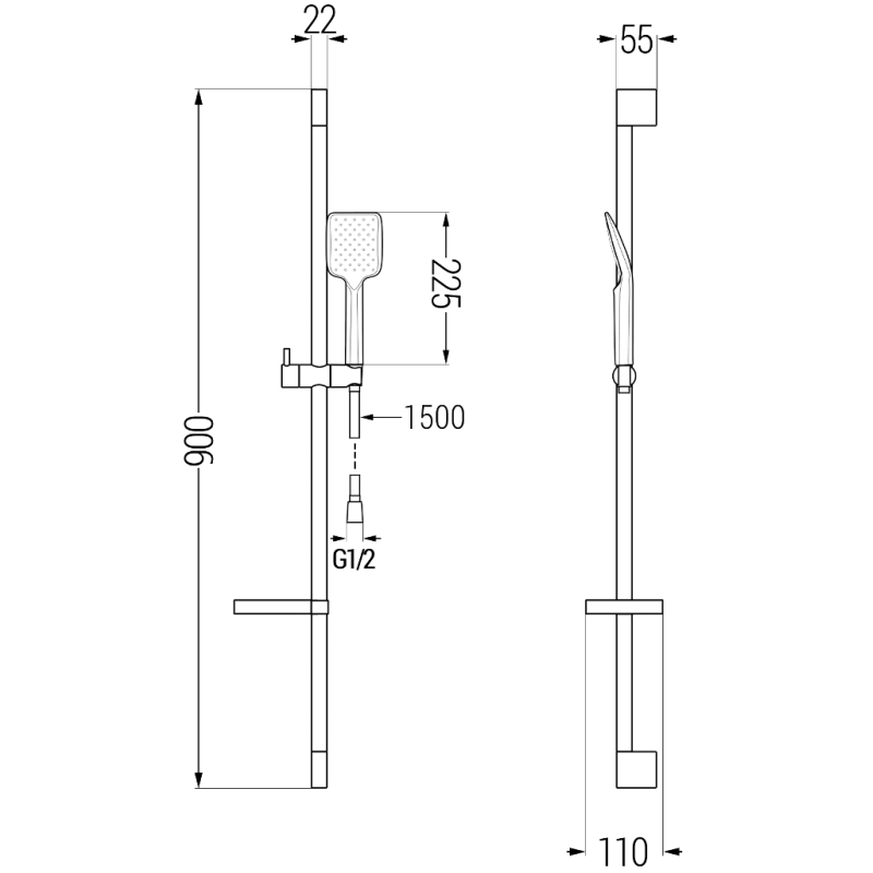 Mexen DS62 verstellbares Duschset, Chrom - 785624583-00
