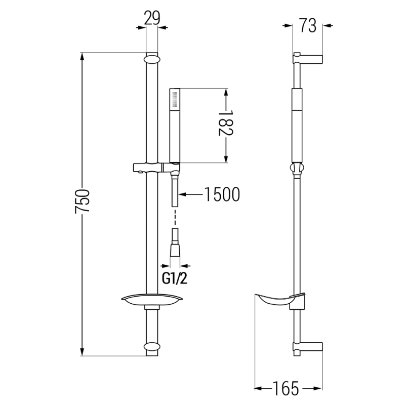 Mexen DB70 schwarzes verschiebbares Duschset - 785704584-70